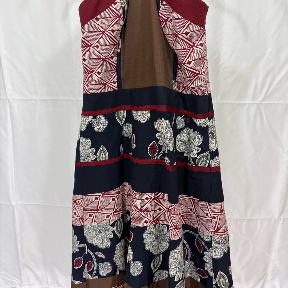 BCBGeneration Strapless Dress in Red, Brown, and Black
